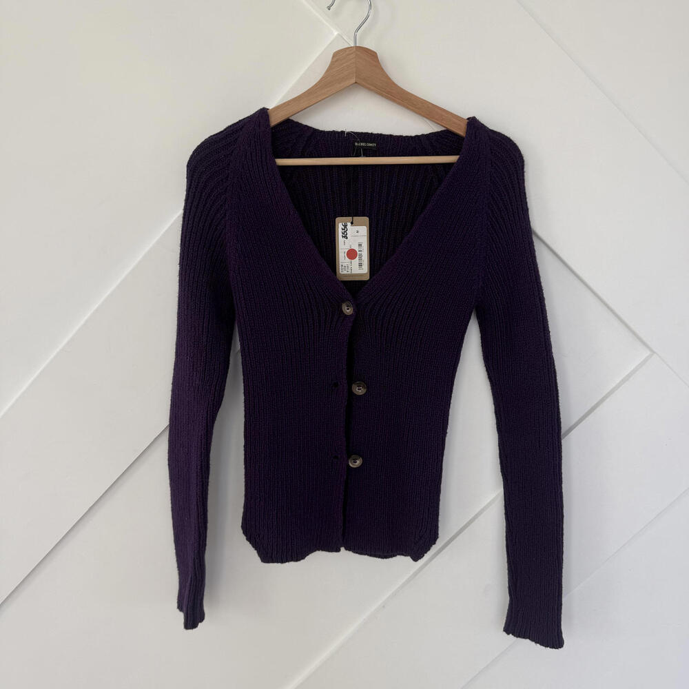 Rachel Comey Purple Rib Knit Cardigan Sweater Medium NWT